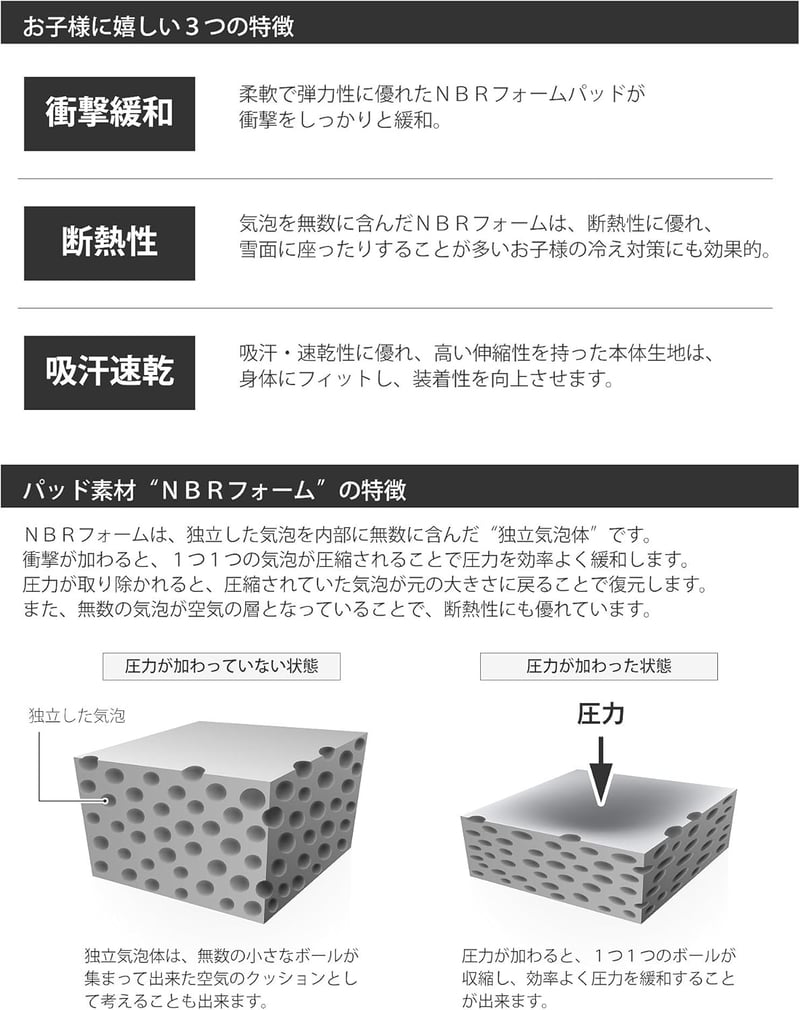 ジュニア用ロングヒッププロテクター【NBRパッド・衝撃緩和】