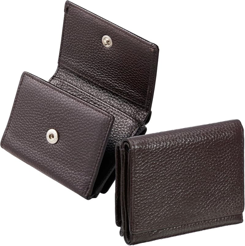 バレンタインギフト 本革ミニ財布 折りたたみ 小銭入れ メンズ レディース 17色展開