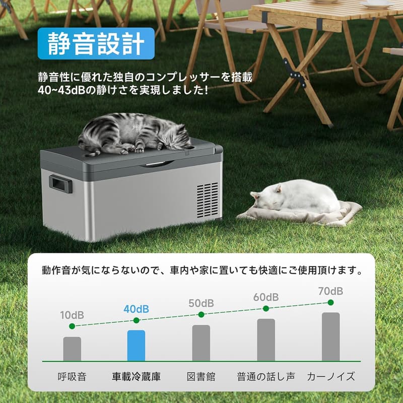 ポータブル冷蔵庫 20L 車載・家庭用 急速冷凍 -22℃~20℃ 省エネ 静音 2WAY電源