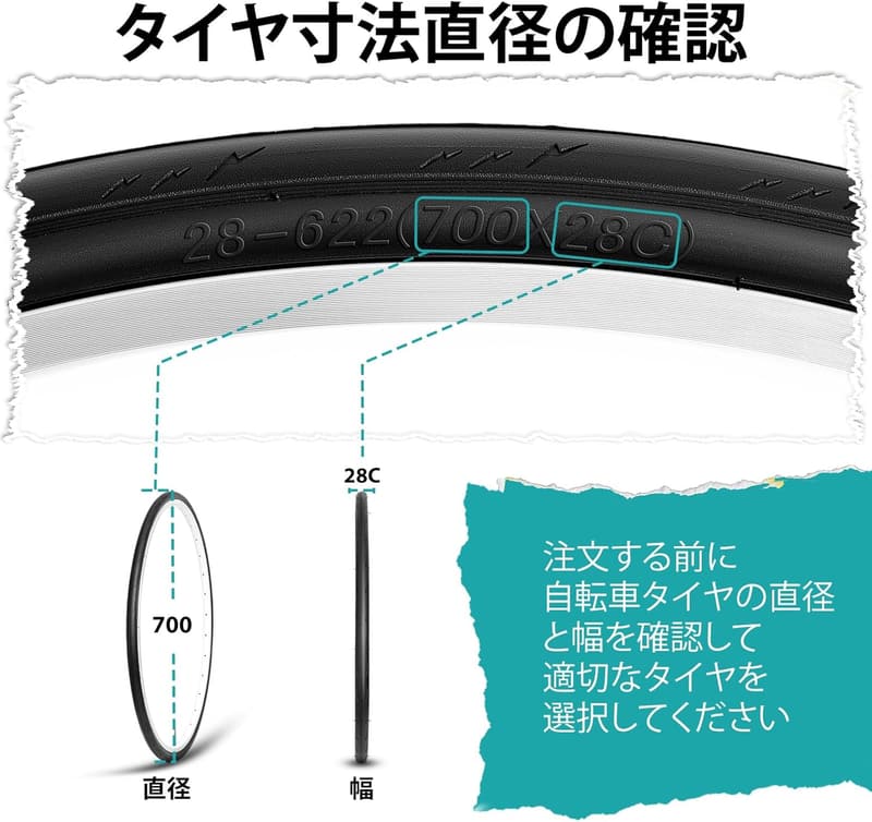 ロードバイク・クリンチャータイヤ 700x25C/28C セット（交換用）