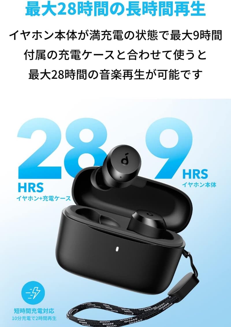 Bluetooth 5.3完全ワイヤレスイヤホン Anker Soundcore A25i - 最大28時間再生・IPX5防水・サウンドカスタマイズ対応 - ブラック