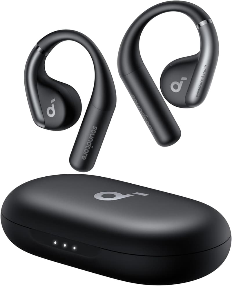 Anker Soundcore AeroFit ブラック（Bluetooth 5.3、オープンイヤー型ワイヤレスイヤホン、IP57防水、防塵、最大42時間再生、マルチポイント接続）