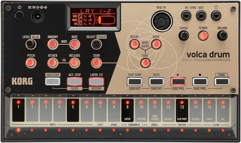 デジタルパーカッションシンセサイザー KORG volca drum コンパクトリズムマシン スピーカー内蔵