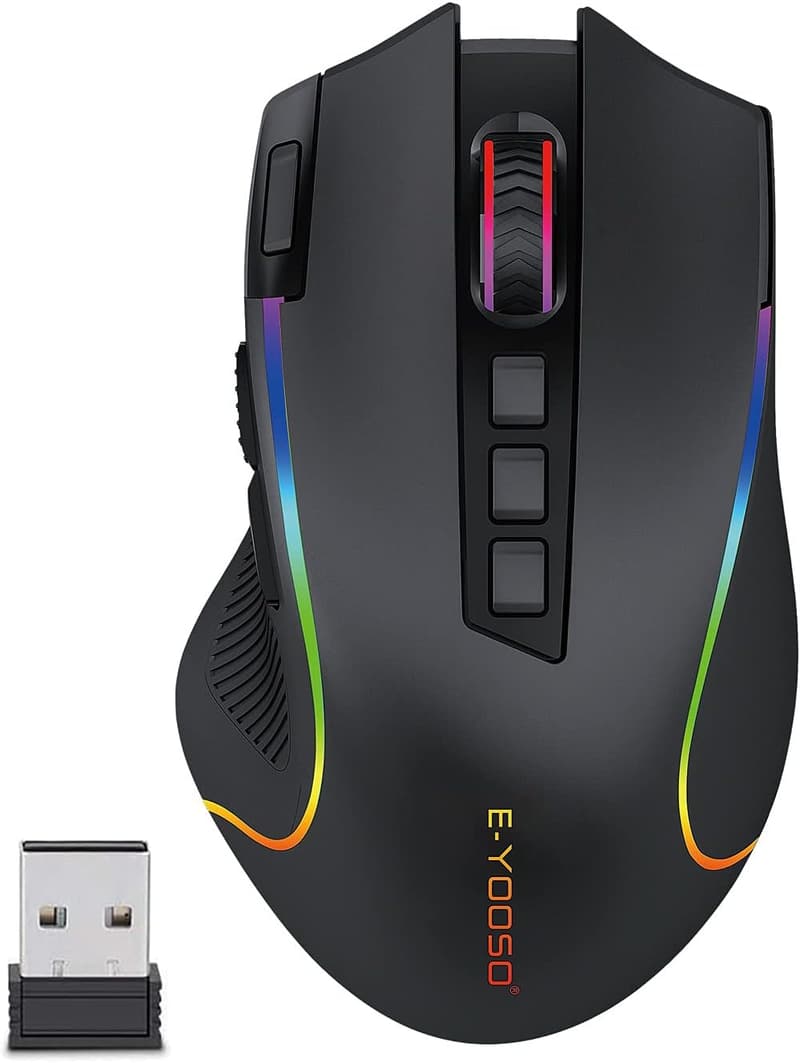 プロゲーマー向け 2.4G ワイヤレスゲーミングマウス RGBバックライト 9ボタン DPI調整 無線・有線対応