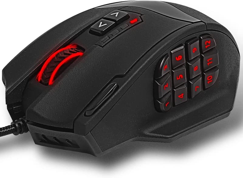 ゲーミングマウス 16400dpi 有線 プログラムボタン18個 バックライト ブラック