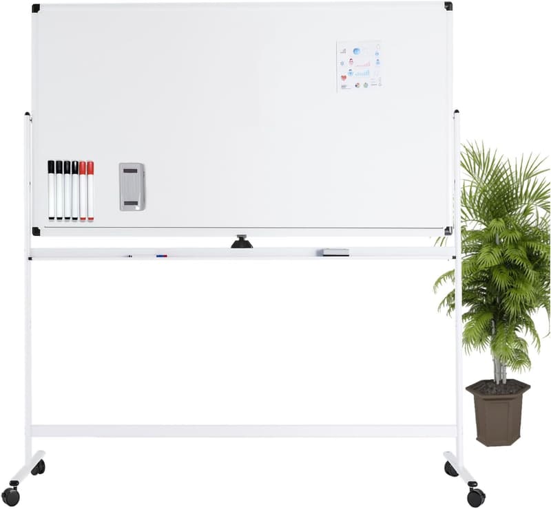 法人向け 両面ホワイトボード（脚付き・回転式）1200×900mm マグネット対応 マーカーセット付