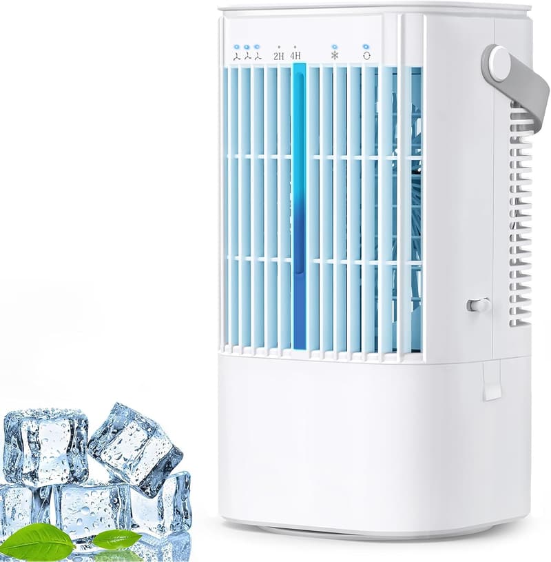 冷風機【2025モデル・USB給電・省エネ】大容量900ML・首振り機能付きミニクーラー