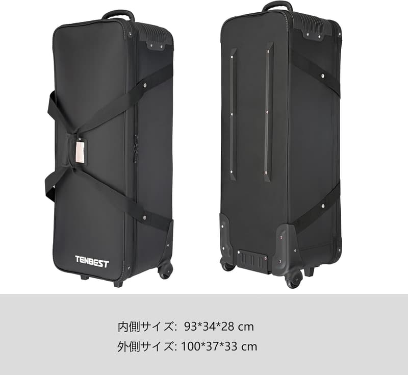 写真スタジオ機器用 ローリングバッグ 大容量 防水 1680Dナイロン 100x37x33cm