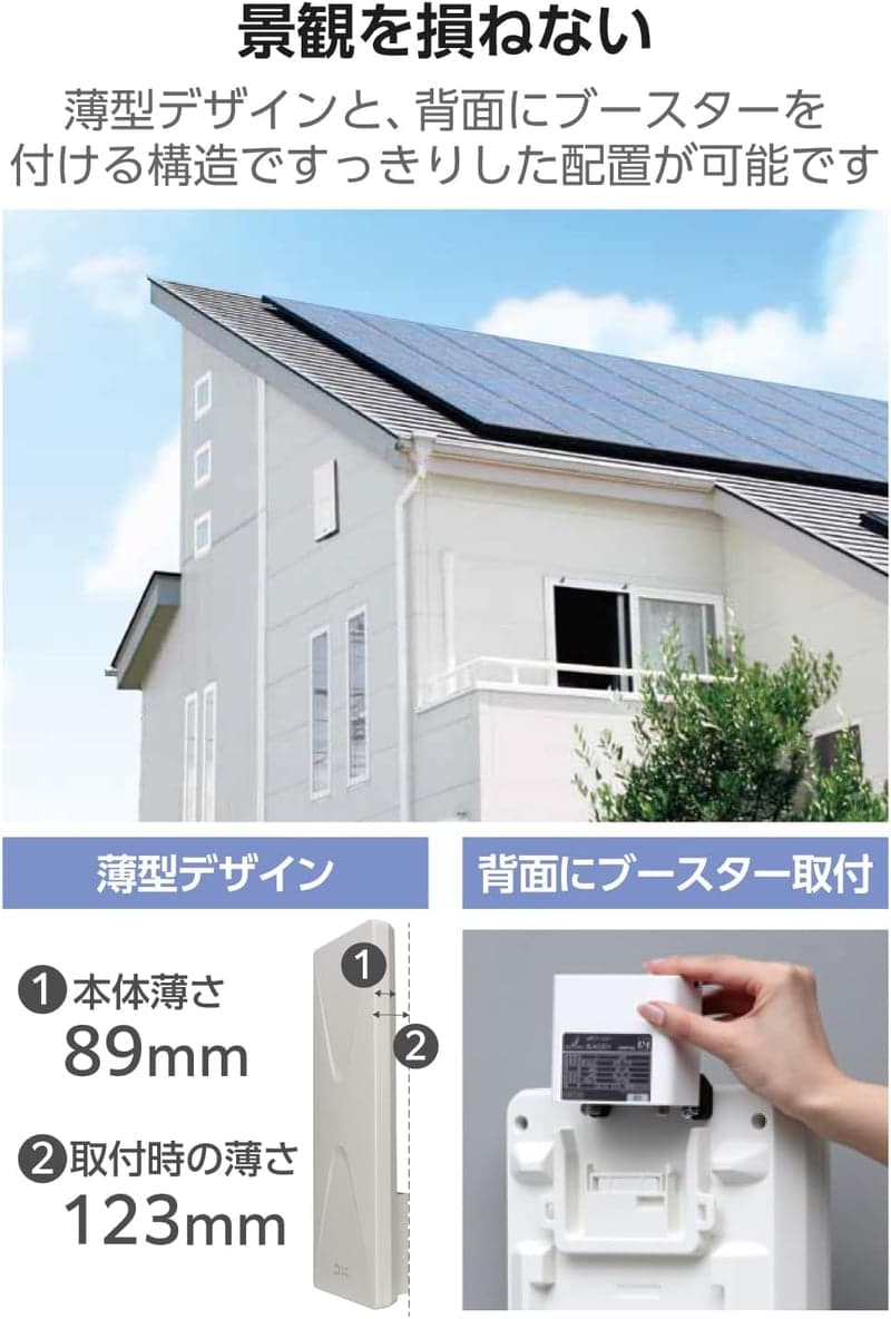 地上デジタルアンテナ（ブースター内蔵・壁面用）UHFオールチャンネル対応 EC-FA26A