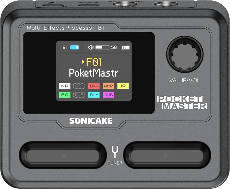 SONICAKE ポケットマスター マルチエフェクター ギター/ベース用 USBオーディオインターフェイス 1.77インチLCD搭載
