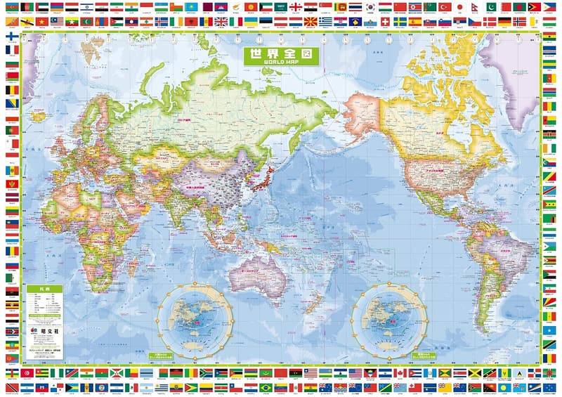 国旗入り世界全図 スクリーンマップ
