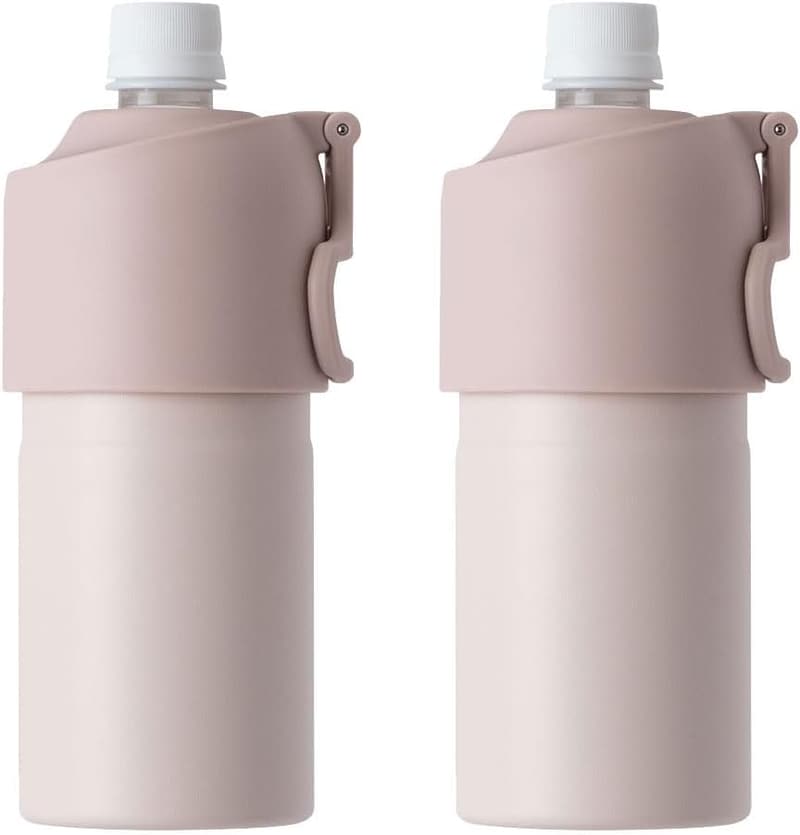 保冷・保温対応ペットボトルホルダー 2個セット ピンクベージュ