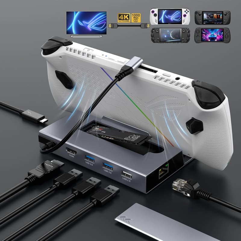 ROG Ally/Legion Go/Steam Deck用 7-IN-1 USB-Cドッキングステーション アルミニウム合金