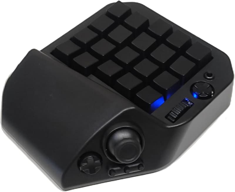 ジョイスティック付き41キー片手ゲーミングキーボード(スタンダード・オールブラック)