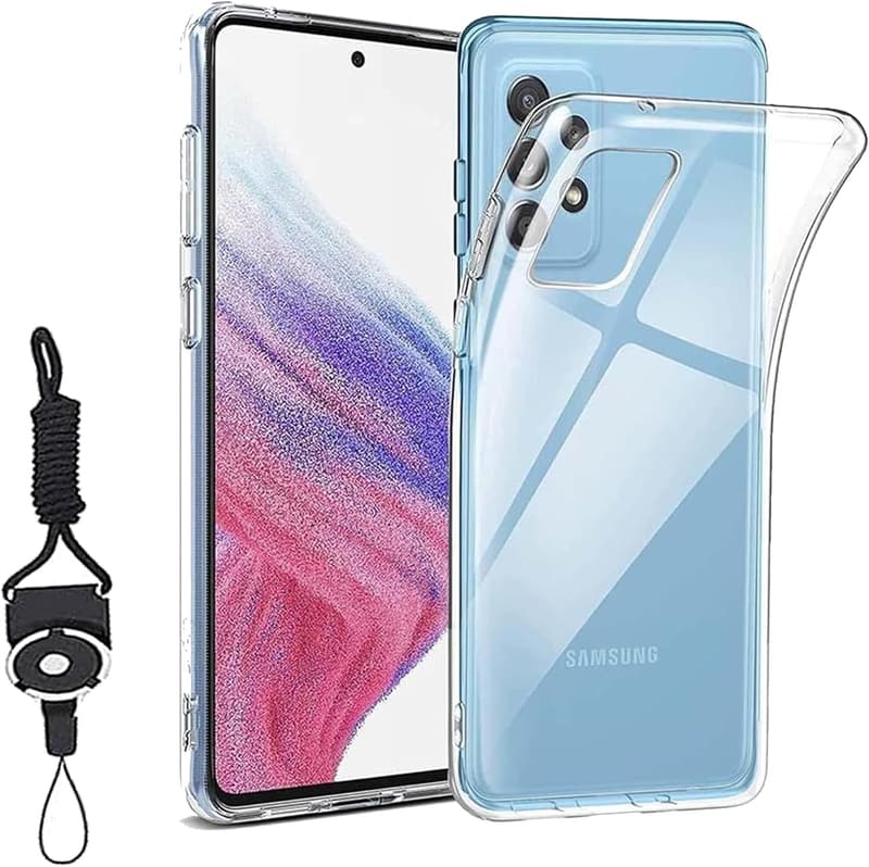 Galaxy A53 ケース クリア 耐衝撃 透明TPU スマホカバー ストラップホール付