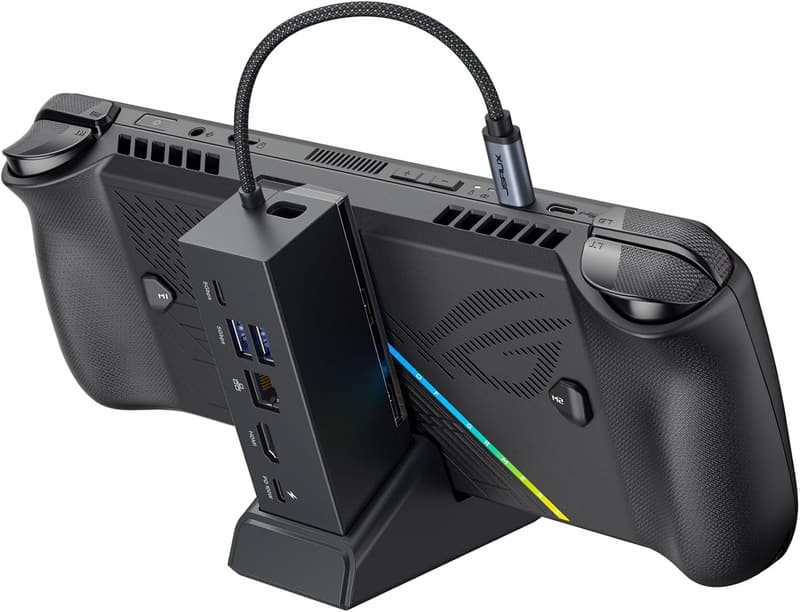 ROG Ally X対応 6in1ドッキングステーション ブラック - HDMI 4K@120Hz、USB-C 100W充電機能付き