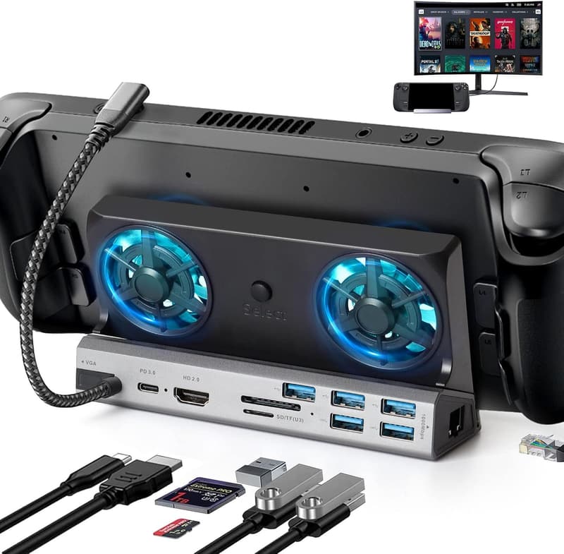 バルブスチームデッキ用 10in1 ドッキングステーション HDMI 2.0 4K対応 冷却ファン搭載
