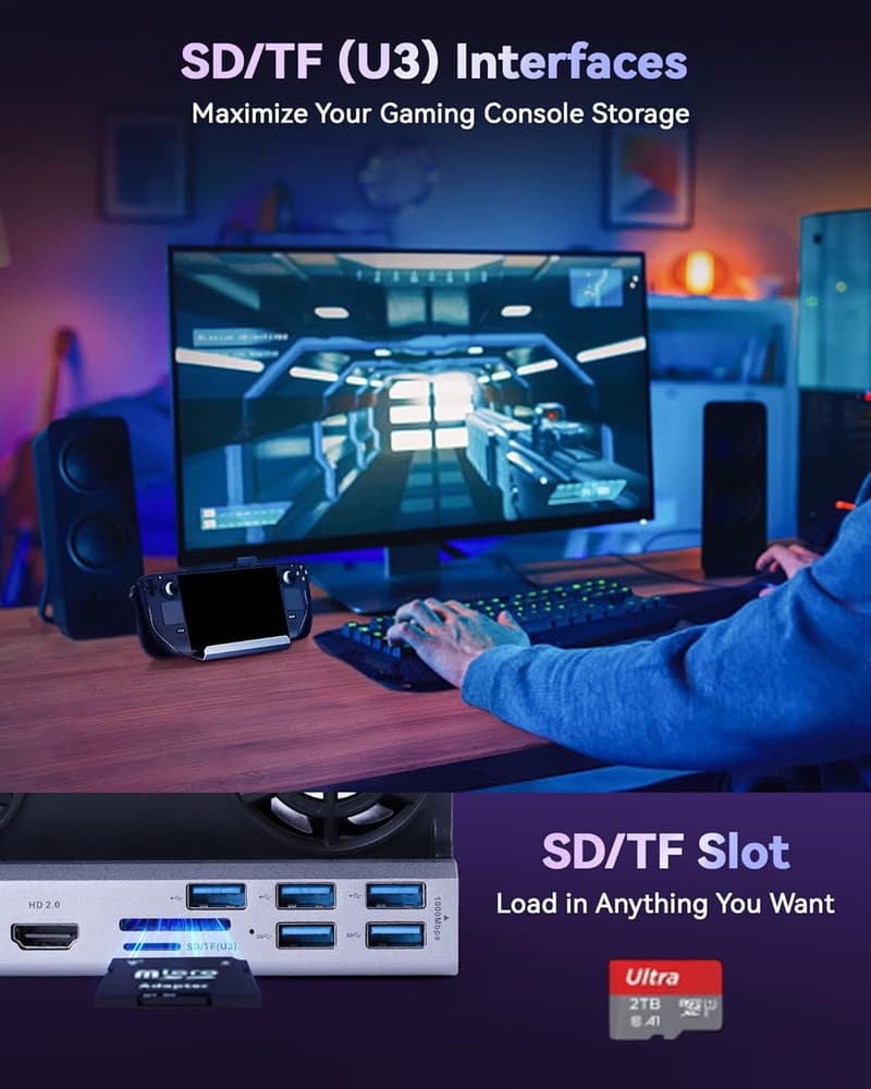 バルブスチームデッキ用 10in1 ドッキングステーション HDMI 2.0 4K対応 冷却ファン搭載