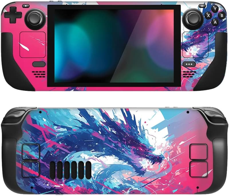 Steam Deck用フルセットカスタムビニールステッカーシール【ネオンドラグーン】