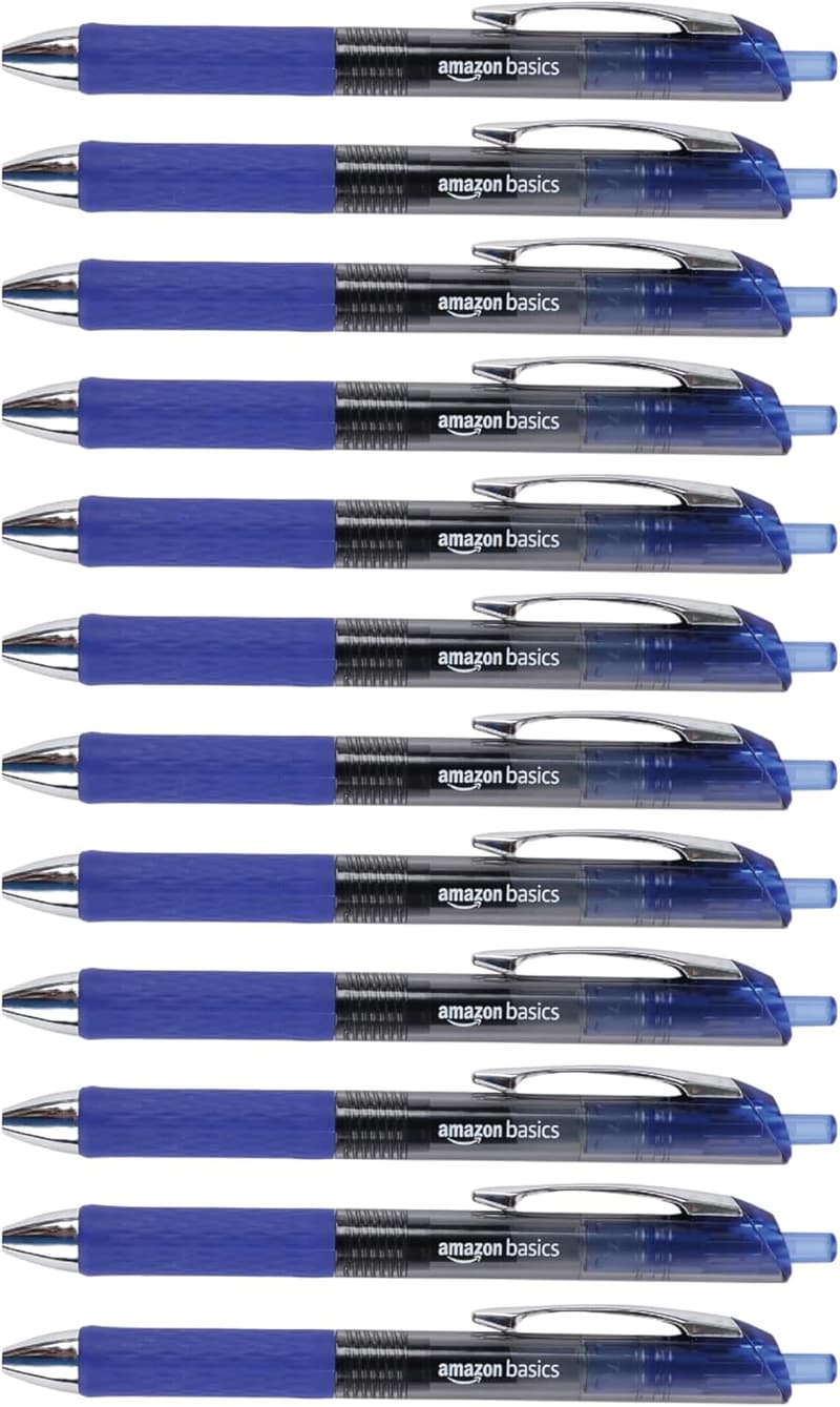 Amazonベーシック 格納式ゲルペン 中字 (0.7mm) ブルー 12本セット