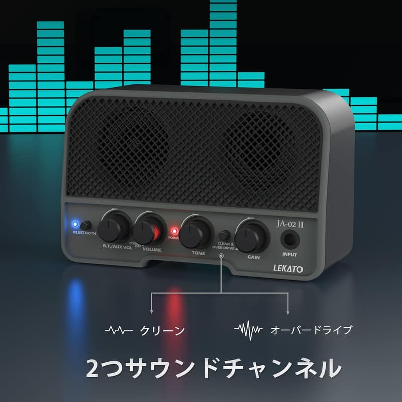 充電式ミニギターアンプ 5W Bluetooth対応 ヘッドホン用 自宅練習用 (ブラック)