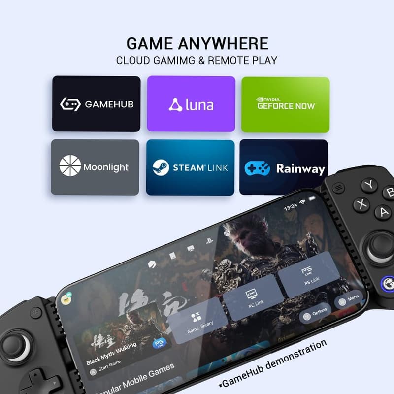 ゲームコントローラー スマホ対応高耐久ジョイスティック 最大213㎜伸縮ホルダー Xbox Cloud/Steam Link対応