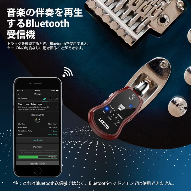 ギターヘッドフォンアンプ LEKATO ミニ充電式ポケットギターアンプ Bluetooth対応