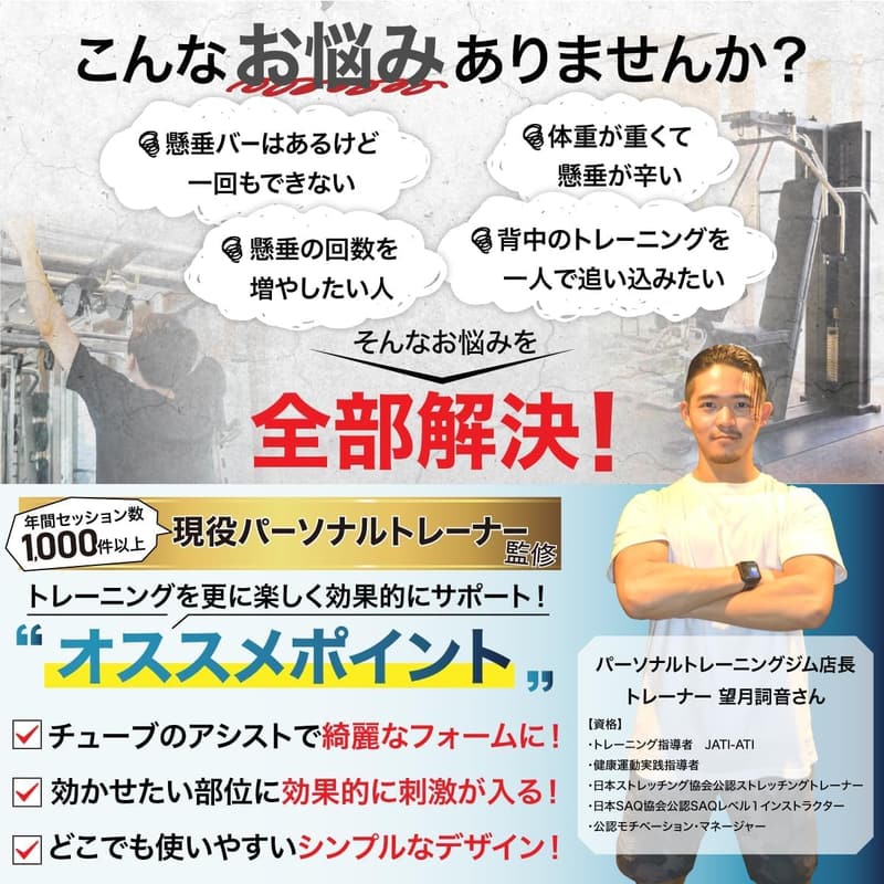 【筋トレ初心者向け】LaNecka 懸垂補助チューブバンド 3段階調節可能 MAX102kgアシスト力