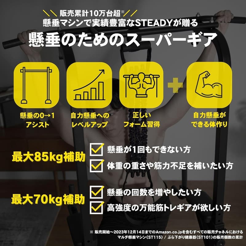 女性向けハンドル付き懸垂アシストチューブ 最大85kg補助器具