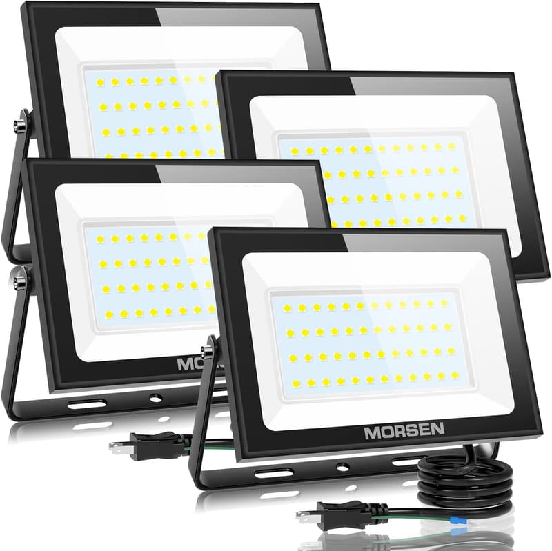 MORSEN 投光器 80W 4セット 極薄型 LED屋外作業灯 10000ML 6500K 防水