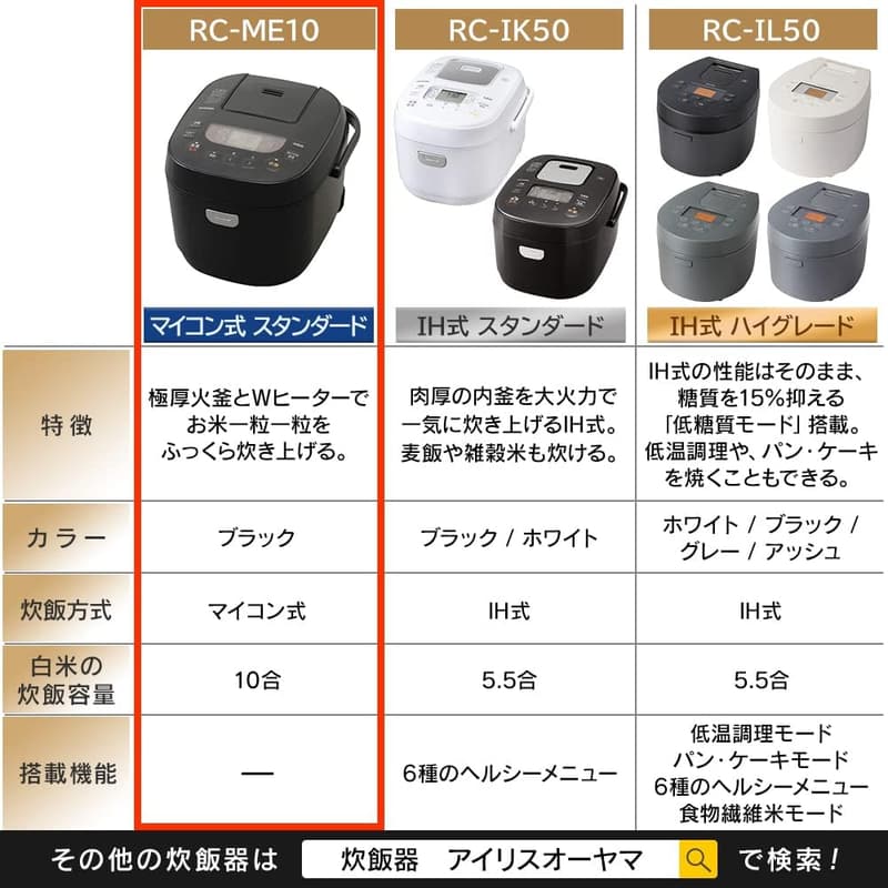 アイリスオーヤマ 玄米炊飯器 10合 マイコン式 極厚火釜 ブラック RC-ME10-B