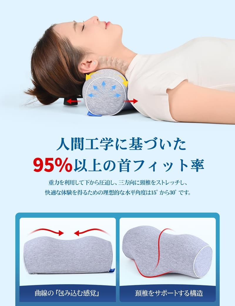 ストレートネック用エルゴノミクス枕 80D低反発メモリーフォーム 無臭 軽量（父の日・母の日・誕生日プレゼントに最適）