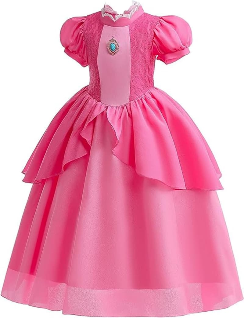 キッズ向けシンデレラ風プリンセスドレス ふんわり6層構造 アームカバー付 誕生日・記念撮影用コスチューム