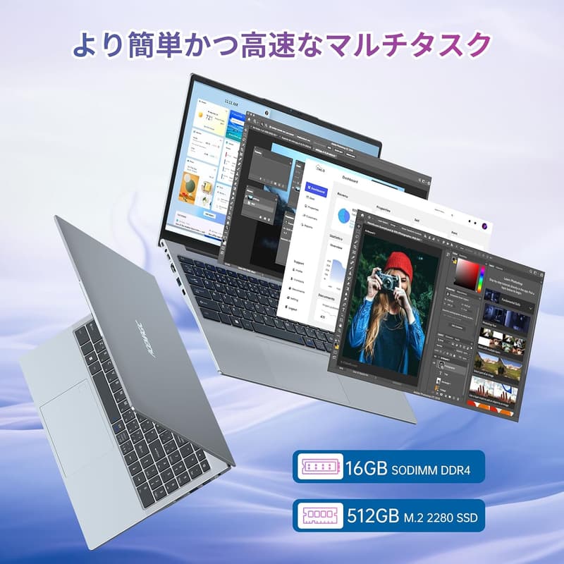 ACEMAGIC 15.6インチ 軽量ノートパソコン N97 - 16GB RAM, 512GB SSD, 最大3.6GHz, FHD1080P, Windows 11, 高速放熱静音