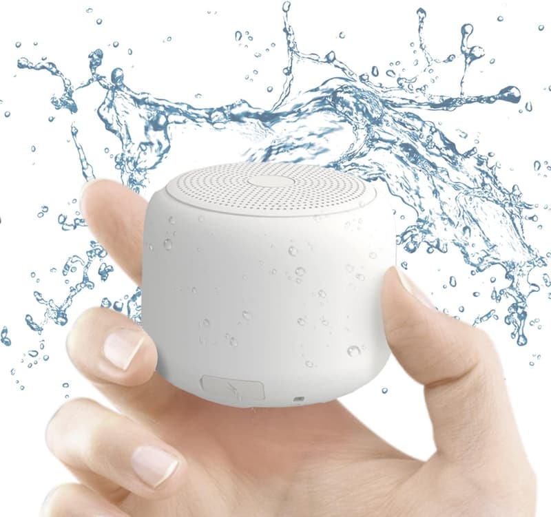 【防水・耐衝撃】ポータブルBluetoothスピーカー（ホワイト）12時間連続再生・ハンズフリー通話・コンパクトサイズ