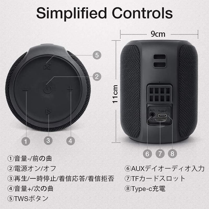 28時間再生・IPX7防水 Bluetoothスピーカー S12mini 2台セット