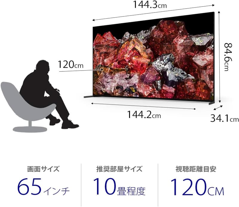 65V型 4K Mini LED テレビ ブラビア XRJ-65X95L 倍速 Google TV 2023年モデル