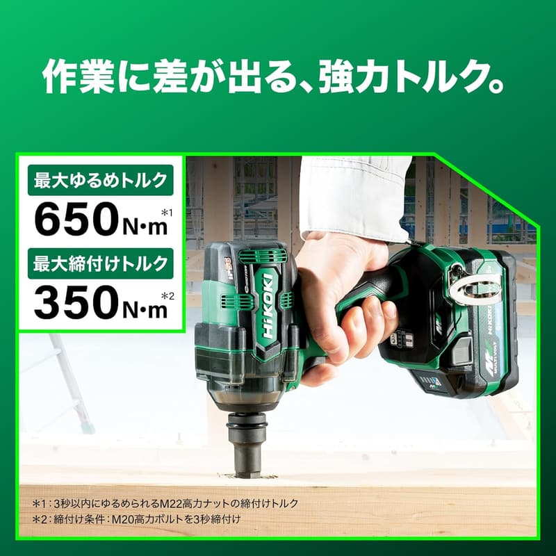 36V インパクトレンチ WR36DH - 最大緩めトルク650N・m・締付けトルク350N・m【タイヤ交換用】