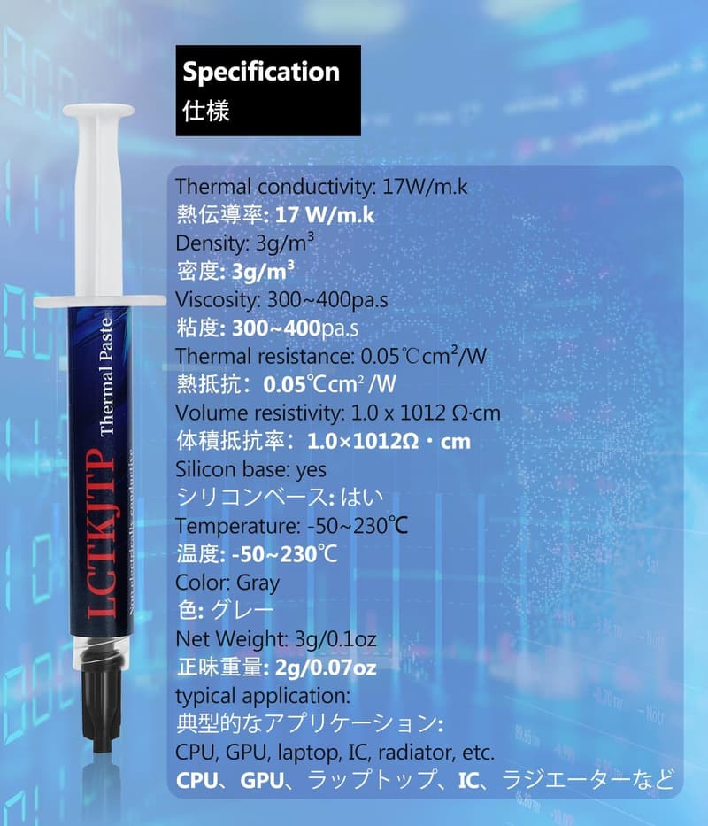 高性能熱伝導グリス 17W/M.K 3g 【指サック付き】 ナノダイヤモンドベース PC/PS5用