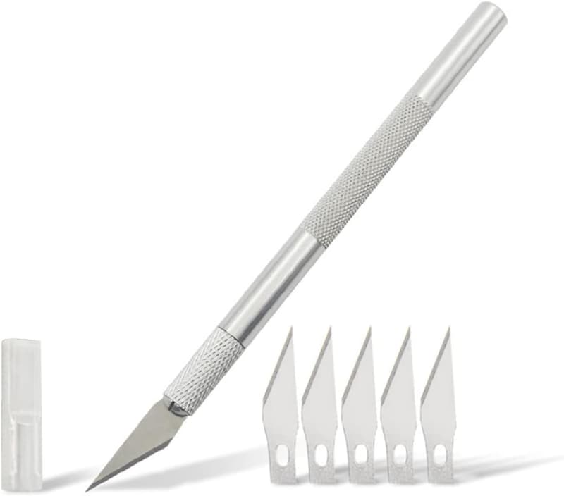 切り絵彫刻刀セット（キャップ付き・替刃5枚）高硬度美術用品