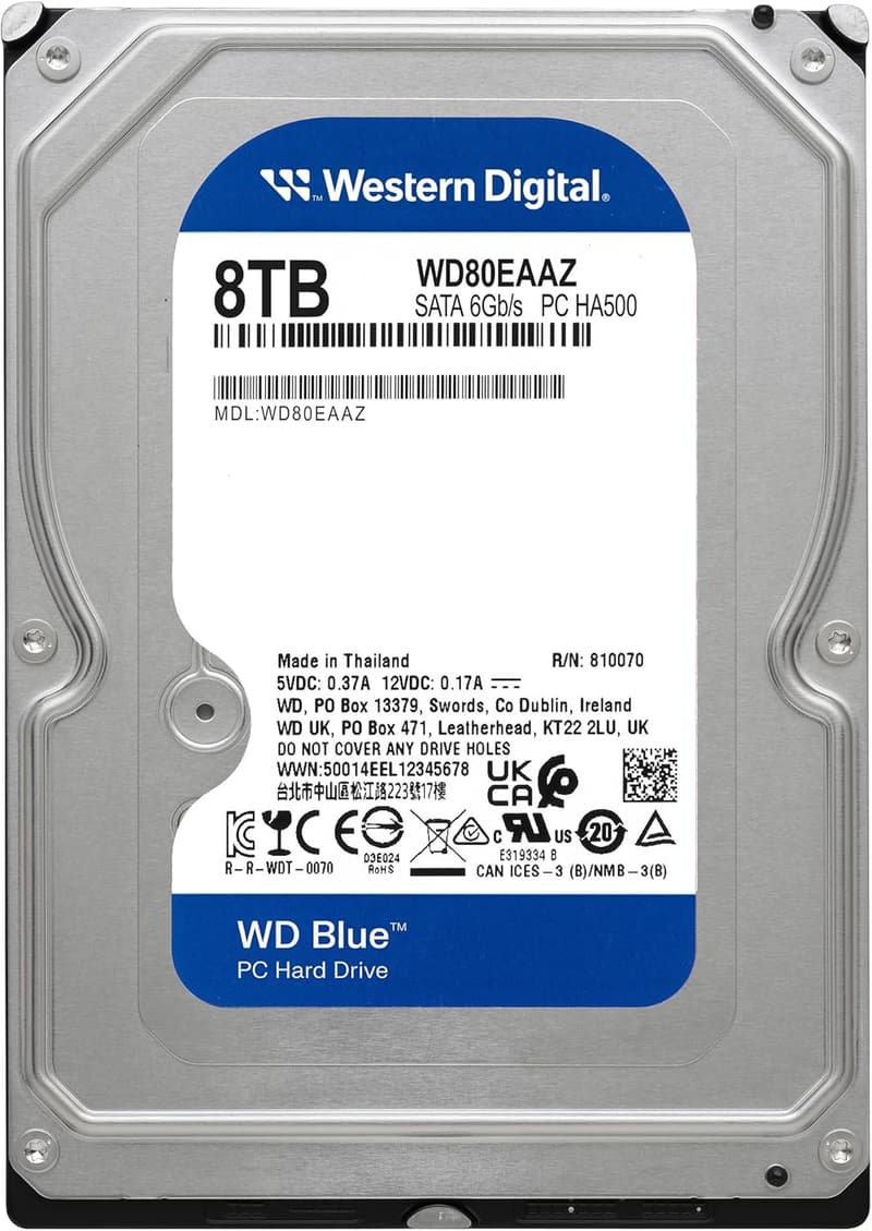 WD Blue 8TB 内蔵HDD 3.5インチ SATA CMR 256MBキャッシュ【国内正規品】