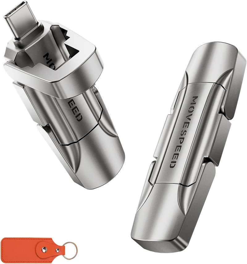 MOVE SPEED 外付けポータブルSSD 256GB USB 3.2 Gen2 Type-A/C対応 金属筐体 レザーケース付属