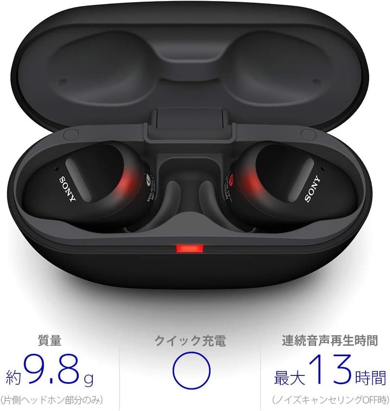 完全ワイヤレス防水ノイズキャンセリングイヤホン WF-SP800N ブラック 360 Reality Audio対応