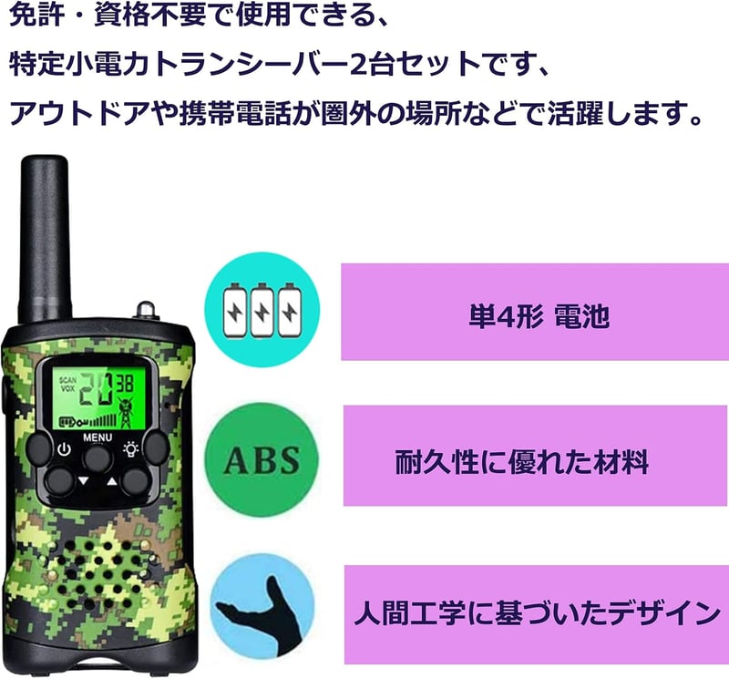 特定小電力トランシーバー T48 2台セット 緑迷彩 おもちゃ屋外用