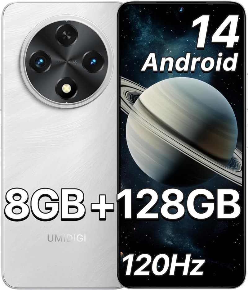 UMIDIGI G100A SIMフリースマホ Android 14 8GB/128GB 6000mAh フルHD+大画面 120Hz Bluetooth5.2 日本語ガイド付 ホワイト