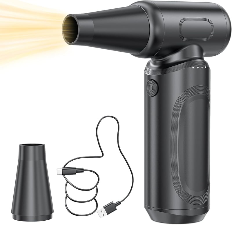 電動エアダスター 7500mAh USB-C充電式 高風量180000RPM コードレス小型 ブラシレスモーター 4段階風量調整