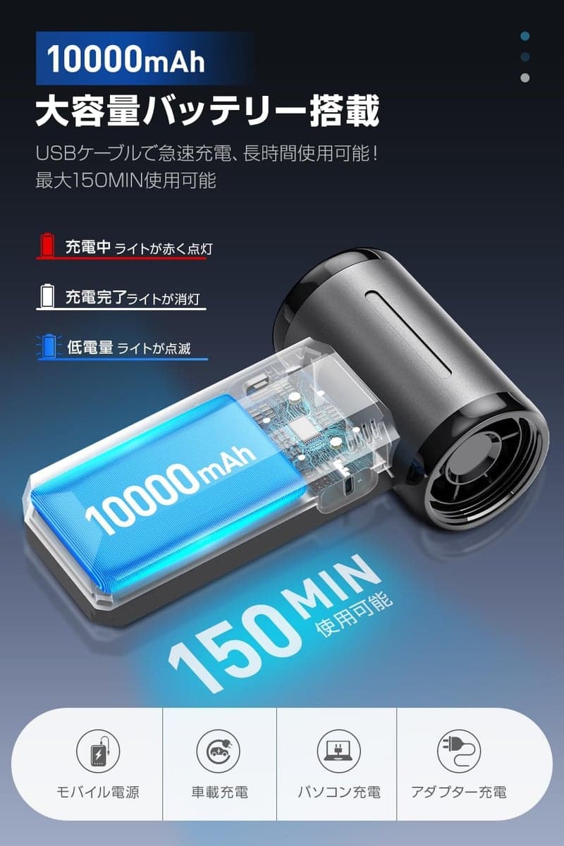 父の日プレゼント 【2in1】 電動エアダスター&ハンディクリーナー 超強力180,000RPMタイプC充電式 75m/s風速 コードレス掃除機