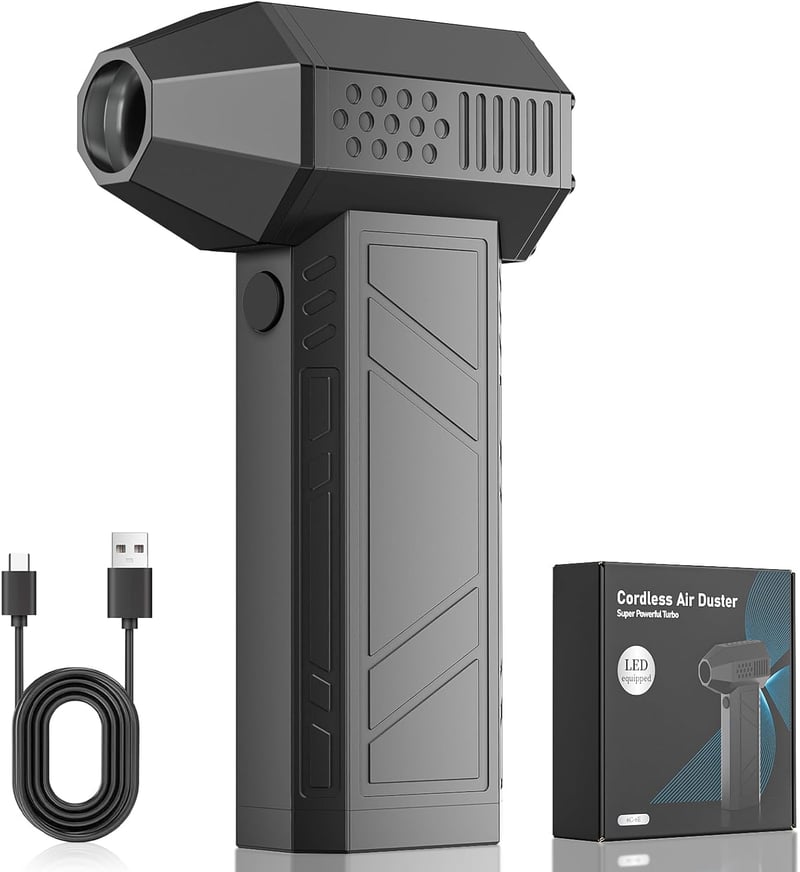 洗車用 超小型電動エアダスター 5000mAh大容量バッテリー・風量4段階調整・LEDライト付き