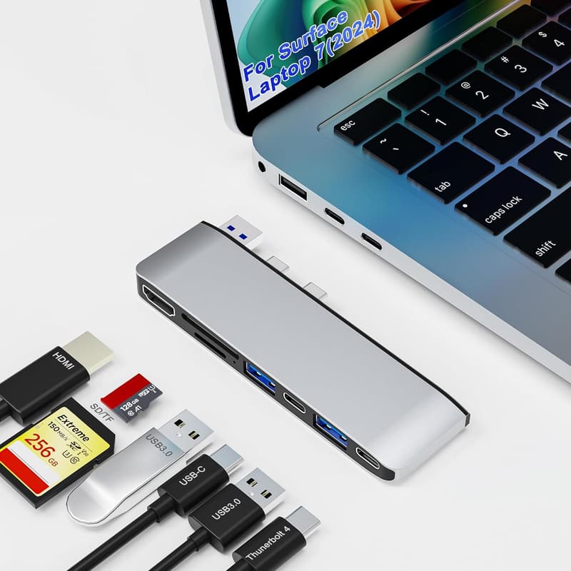 Surface Laptop 7 用 4K HDMI & USB-C Thunderbolt 4 連結ハブ