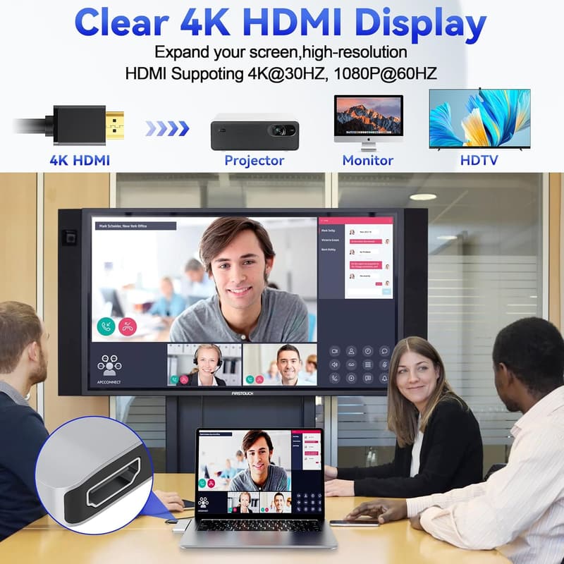 Surface Laptop 7 用 4K HDMI & USB-C Thunderbolt 4 連結ハブ